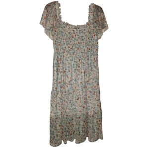 Luxology Floral Dress Short Sleeve Size Large